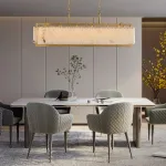 Реечный светильник с прямоугольными мраморными рассеивателями на латунном каркасе ADINA MARBLE LONG от ImperiumLoft