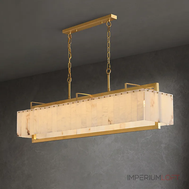 Реечный светильник с прямоугольными мраморными рассеивателями на латунном каркасе ADINA MARBLE LONG от ImperiumLoft