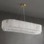 Светодиодный реечный светильник из мраморных пластин с декоративными хрустальными подвесками на удлиненном кольцевом каркасе LIDVALD LONG от ImperiumLoft