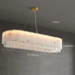 Светодиодный реечный светильник из мраморных пластин с декоративными хрустальными подвесками на удлиненном кольцевом каркасе LIDVALD LONG от ImperiumLoft