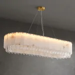 Светодиодный реечный светильник из мраморных пластин с декоративными хрустальными подвесками на удлиненном кольцевом каркасе LIDVALD LONG от ImperiumLoft