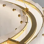 Светодиодный реечный светильник из мраморных пластин с декоративными хрустальными подвесками на удлиненном кольцевом каркасе LIDVALD LONG от ImperiumLoft