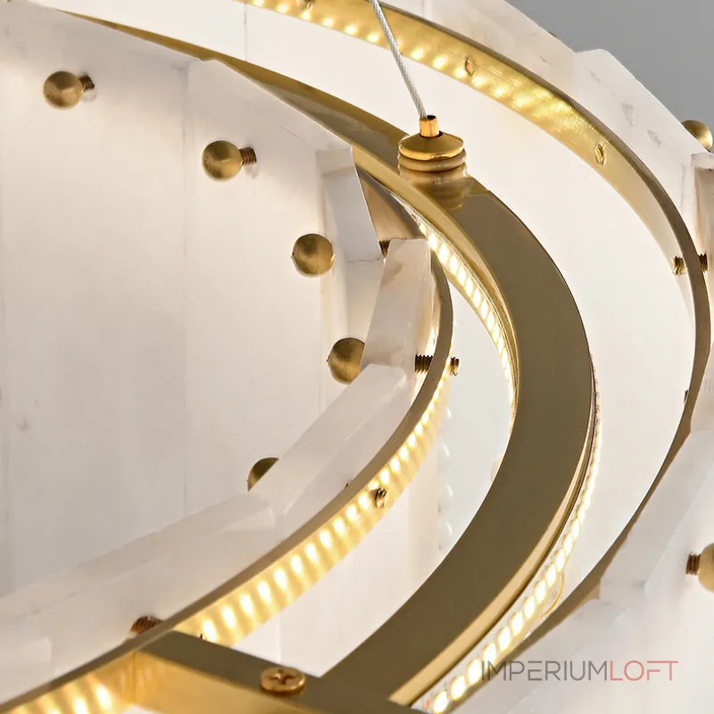 Светодиодный реечный светильник из мраморных пластин с декоративными хрустальными подвесками на удлиненном кольцевом каркасе LIDVALD LONG от ImperiumLoft