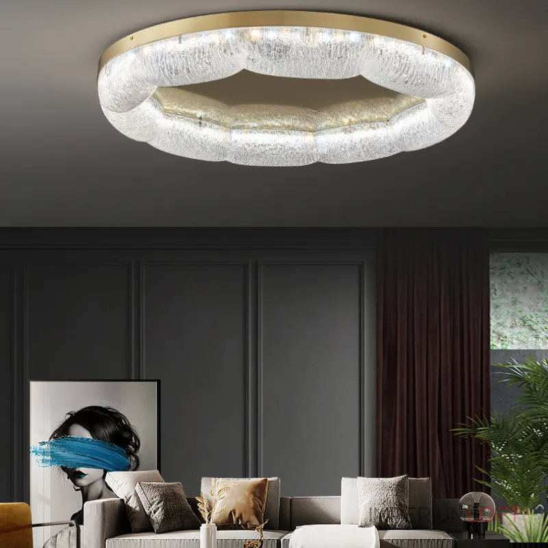 Серия потолочных светодиодных светильников с волнистым полупрозрачным корпусом с эффектом льда  NELIUS WAVY CH  А D50+80 от ImperiumLoft