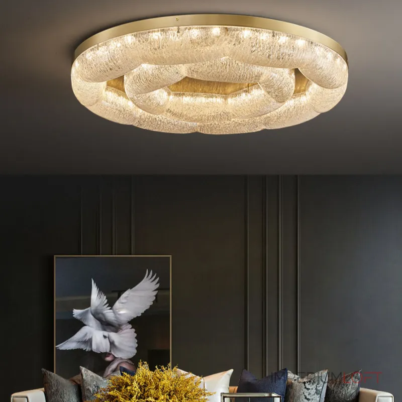 Серия потолочных светодиодных светильников с волнистым полупрозрачным корпусом с эффектом льда  NELIUS WAVY CH  А D50+80 от ImperiumLoft