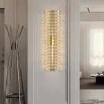 Серия настенных светильников с двумя рядами кристаллов из улучшенного хрусталя К9 GLORIOLE LINE WALL L100 от ImperiumLoft