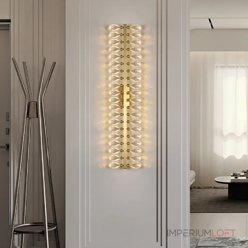 Серия настенных светильников с двумя рядами кристаллов из улучшенного хрусталя К9 GLORIOLE LINE WALL L100 от ImperiumLoft