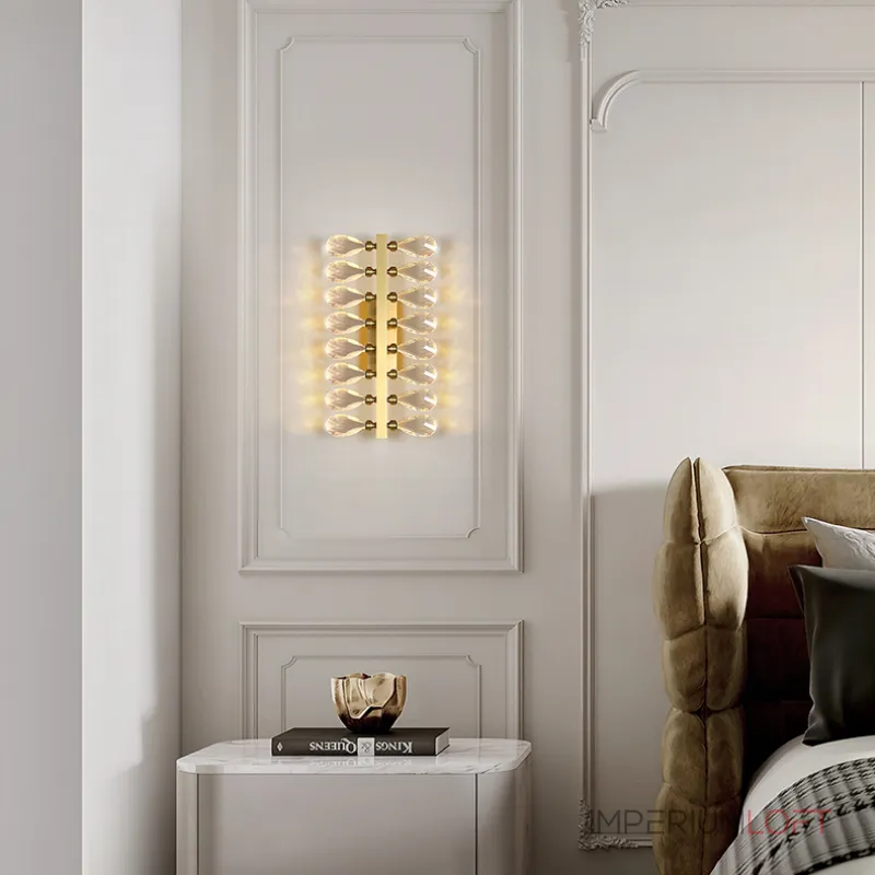 Серия настенных светильников с двумя рядами кристаллов из улучшенного хрусталя К9 GLORIOLE LINE WALL L100 от ImperiumLoft