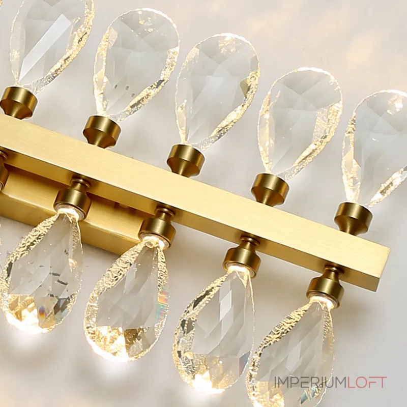 Серия настенных светильников с двумя рядами кристаллов из улучшенного хрусталя К9 GLORIOLE LINE WALL L100 от ImperiumLoft