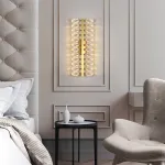 Серия настенных светильников с двумя рядами кристаллов из улучшенного хрусталя К9 GLORIOLE LINE WALL L100 от ImperiumLoft