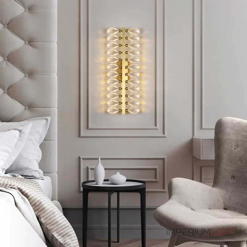 Серия настенных светильников с двумя рядами кристаллов из улучшенного хрусталя К9 GLORIOLE LINE WALL L100 от ImperiumLoft