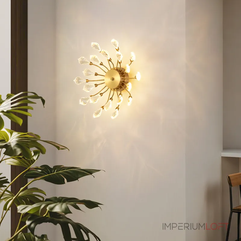 Серия настенных светильников со скоплением кристаллов из улучшенного хрусталя К9 на лучевых креплениях GLORIOLE LARGE WALL от ImperiumLoft