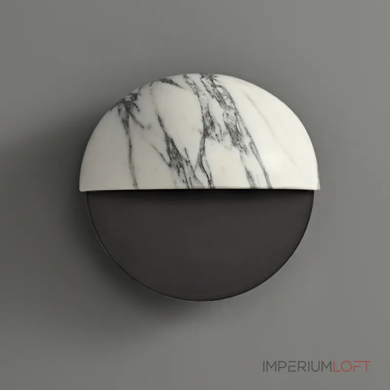 Серия настенных светильников с выгнутым рассеивателем в форме усеченной сферы из натурального мрамора VILHO R Brass от ImperiumLoft