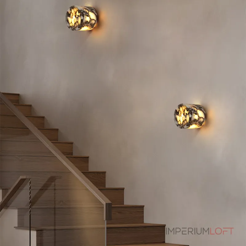 Настенные светильники с минималистичным рассеивателем из натурального фактурного мрамора RATE NEPHRITE от ImperiumLoft