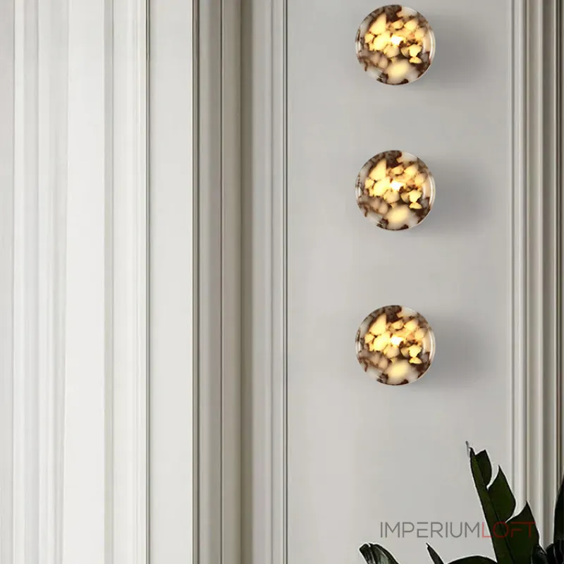 Настенные светильники с минималистичным рассеивателем из натурального фактурного мрамора RATE NEPHRITE от ImperiumLoft