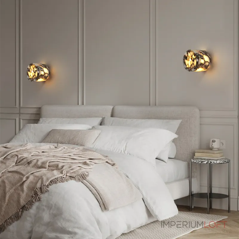 Настенные светильники с минималистичным рассеивателем из натурального фактурного мрамора RATE NEPHRITE от ImperiumLoft