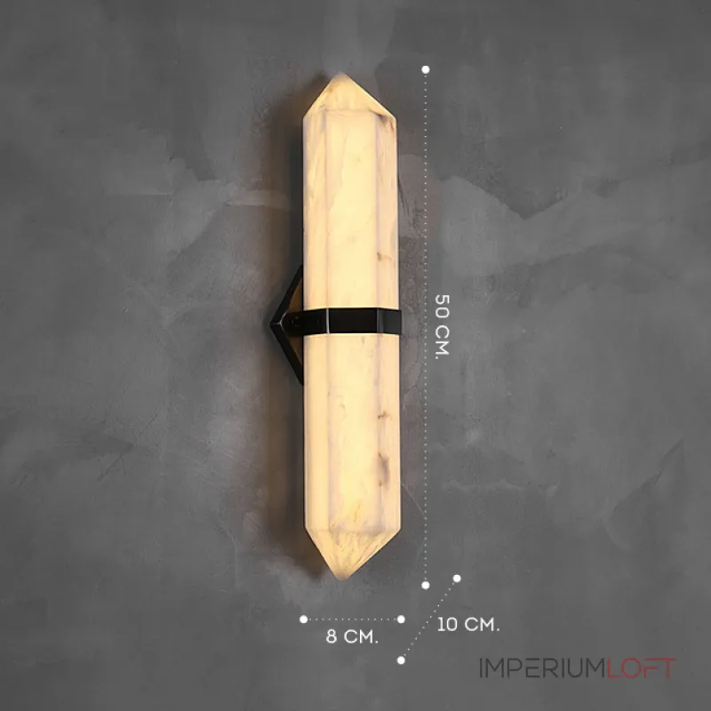 Серия светодиодных настенных светильников c удлиненным мраморным плафоном в форме кристалла ORTWIN Н50 Black от ImperiumLoft