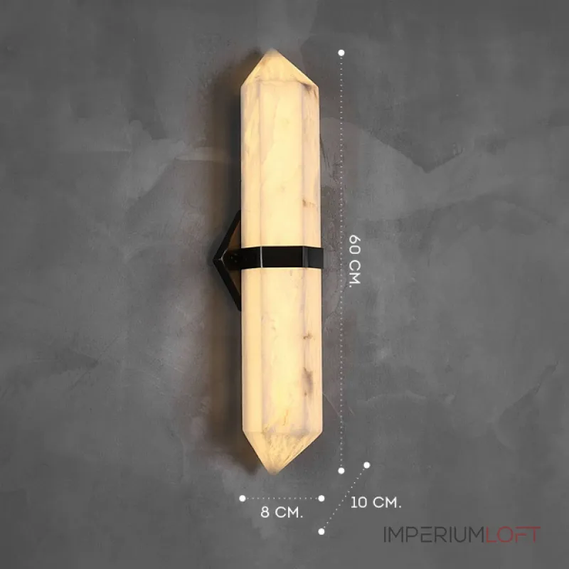Серия светодиодных настенных светильников c удлиненным мраморным плафоном в форме кристалла ORTWIN Н60 Black от ImperiumLoft