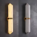 Серия светодиодных настенных светильников c удлиненным мраморным плафоном в форме кристалла ORTWIN Н60 Black от ImperiumLoft