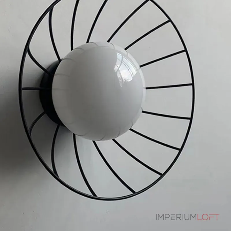 Серия настенных светильников с шарообразным плафоном на чашевидном корпусе из металлических прутьев PASI D65.5 от ImperiumLoft