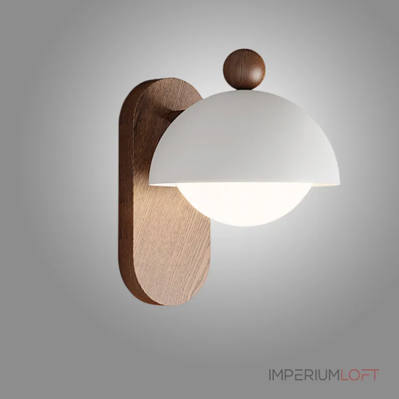 Серия компактных настенных светильников с плафоном купольной формы на овальном деревянном креплении LIVNY A White от ImperiumLoft Серия компактных настенных светильников с плафоном купольной формы на овальном деревянном креплении LIVNY A White от ImperiumLoft