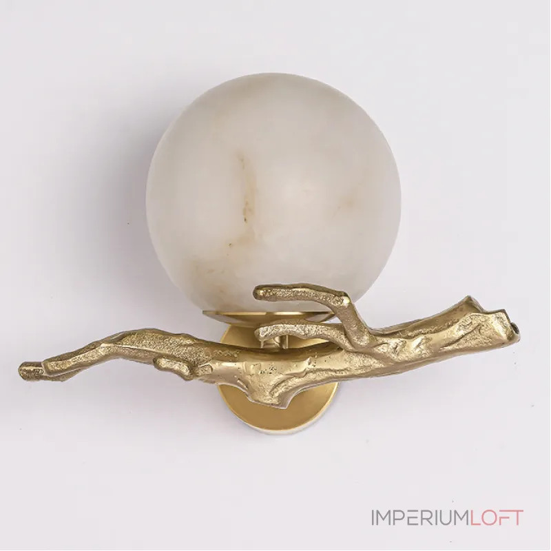 Настенный светильник в виде ветки с шарообразным плафоном из мрамора BERO D15 от ImperiumLoft