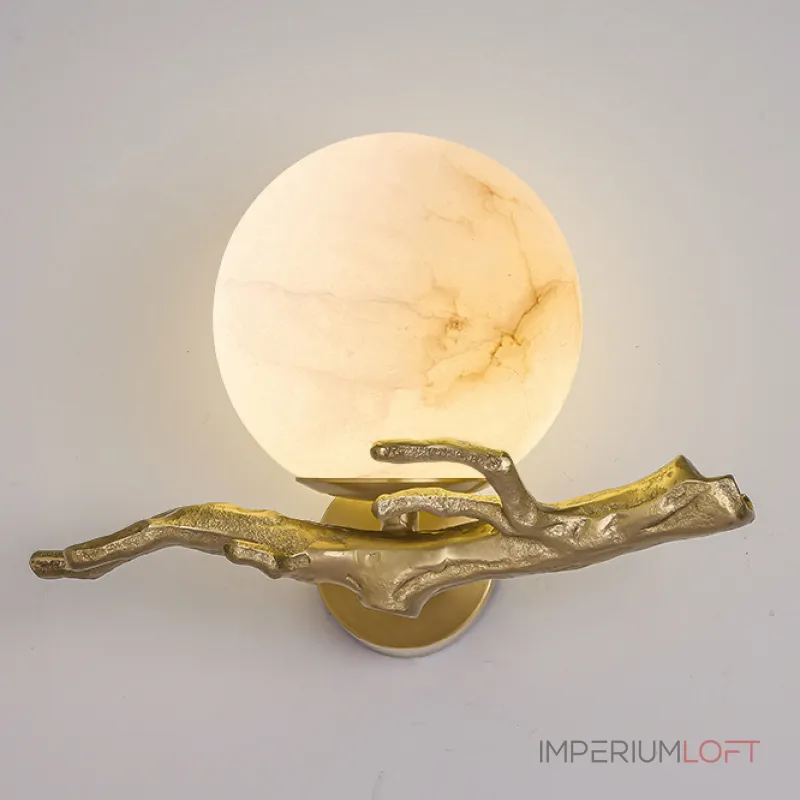 Настенный светильник в виде ветки с шарообразным плафоном из мрамора BERO D15 от ImperiumLoft