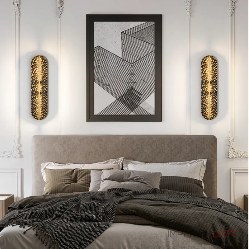 Серия светодиодных настенных светильников с удлиненным латунным корпусом и рельефной поверхностью с чернением MILIUS L60 от ImperiumLoft