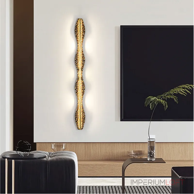 Серия светодиодных настенных светильников с латунным корпусом волнистой формы и рельефной поверхностью с чернением MILIUS WAVY L120 от ImperiumLoft Серия светодиодных настенных светильников с латунным корпусом волнистой формы и рельефной поверхностью с чернением MILIUS WAVY L120 от ImperiumLoft