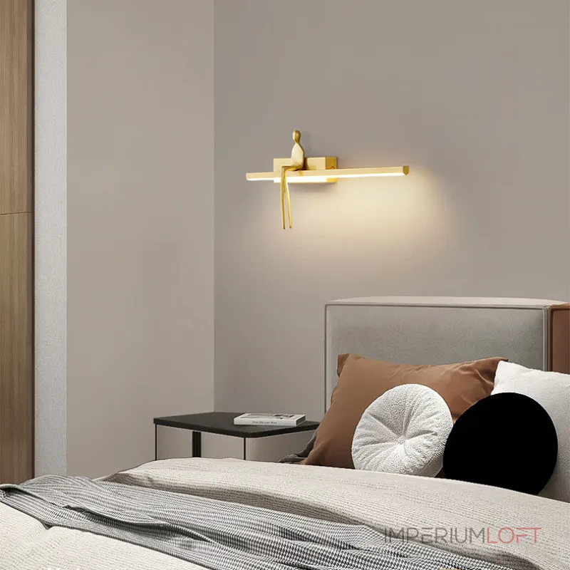 Серия настенных светильников с человеческой фигуркой на полочке с LED подсветкой REMUS BENCH Black от ImperiumLoft