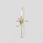 Серия настенных светодиодных светильников в виде композиции разноуровневых светящихся и металлических стержней TINUS BEND H65 Brass от ImperiumLoft