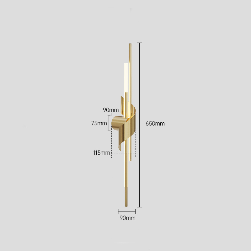 Серия настенных светодиодных светильников в виде композиции разноуровневых светящихся и металлических стержней TINUS BEND H65 Brass от ImperiumLoft