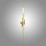 Серия настенных светодиодных светильников в виде композиции разноуровневых светящихся и металлических стержней TINUS BEND H105 Brass от ImperiumLoft