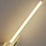 Серия настенных светодиодных светильников в виде композиции разноуровневых светящихся и металлических стержней TINUS BEND H105 Brass от ImperiumLoft