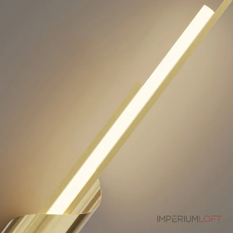 Серия настенных светодиодных светильников в виде композиции разноуровневых светящихся и металлических стержней TINUS BEND H105 Brass от ImperiumLoft