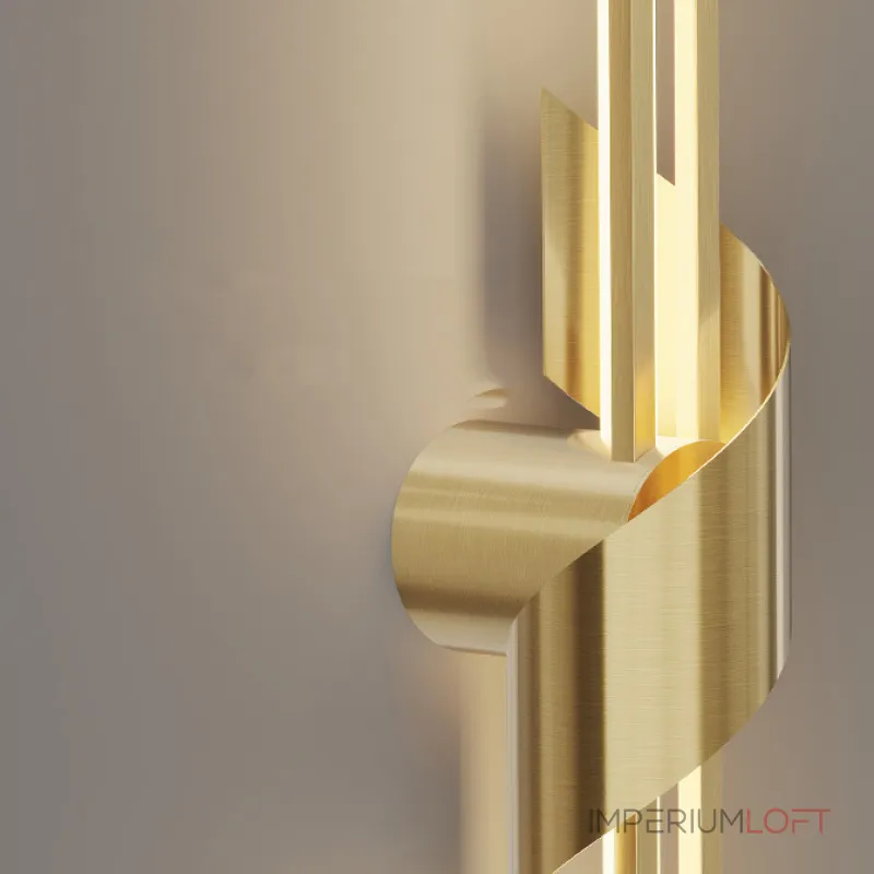 Серия настенных светодиодных светильников в виде композиции разноуровневых светящихся и металлических стержней TINUS BEND H105 Brass от ImperiumLoft