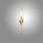 Серия настенных светодиодных светильников в виде композиции разноуровневых светящихся и металлических стержней TINUS BEND H65 Brass от ImperiumLoft