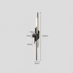 Серия настенных светодиодных светильников в виде композиции разноуровневых светящихся и металлических стержней TINUS BEND H65 Black от ImperiumLoft