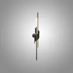 Серия настенных светодиодных светильников в виде композиции разноуровневых светящихся и металлических стержней TINUS BEND H65 Black от ImperiumLoft