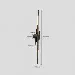 Серия настенных светодиодных светильников в виде композиции разноуровневых светящихся и металлических стержней TINUS BEND H85 Black от ImperiumLoft