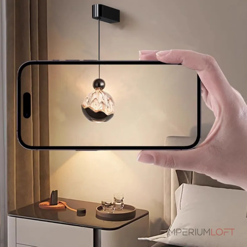 Серия светодиодных настенных светильников с подвесным шарообразным плафоном с рельефным изображением гор ECLA WALL 3000-4000-6000К Бесконтактное сенсорное включение от ImperiumLoft