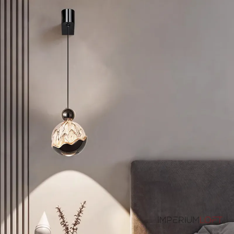 Серия светодиодных настенных светильников с подвесным шарообразным плафоном с рельефным изображением гор ECLA WALL 3000-4000-6000К Бесконтактное сенсорное включение от ImperiumLoft