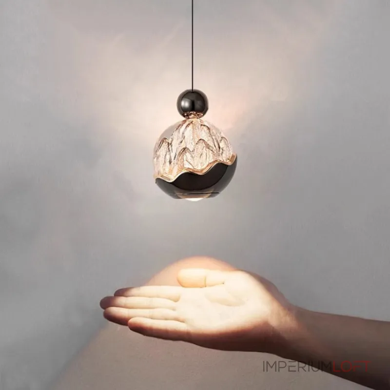 Серия светодиодных настенных светильников с подвесным шарообразным плафоном с рельефным изображением гор ECLA WALL 3000-4000-6000К Бесконтактное сенсорное включение от ImperiumLoft