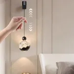 Серия светодиодных настенных светильников с подвесным шарообразным плафоном с рельефным изображением гор ECLA WALL 3000-4000-6000К Бесконтактное сенсорное включение от ImperiumLoft