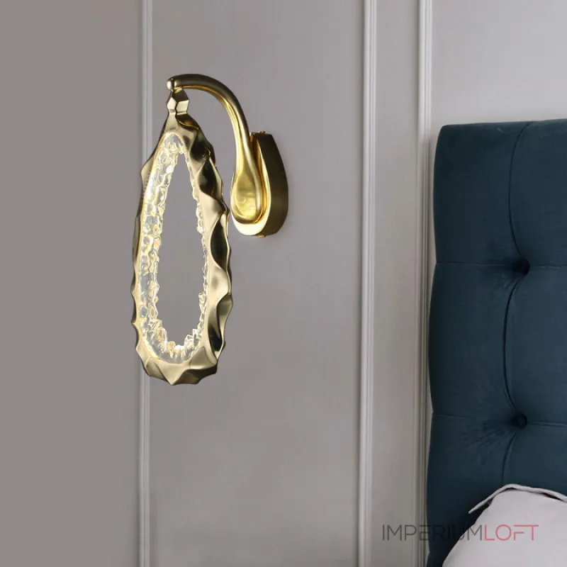 Настенный светодиодный светильник с латунным кольцевым корпусом оригинальной формы IVALD WALL от ImperiumLoft