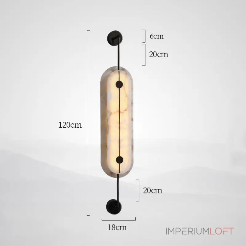Серия светодиодных настенных светильников с мраморными рассеивателями овальной формы PHEBE TALL H120 Black от ImperiumLoft