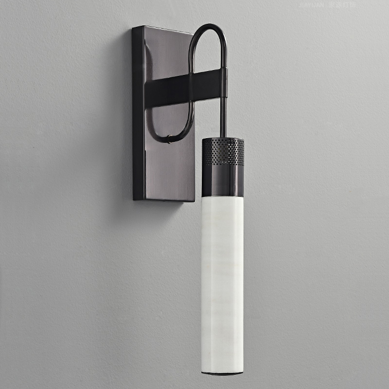 Серия светодиодных настенных светильников с мраморными цилиндрическими плафонами JUDA Black от ImperiumLoft