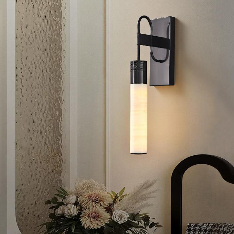 Серия светодиодных настенных светильников с мраморными цилиндрическими плафонами JUDA Black от ImperiumLoft