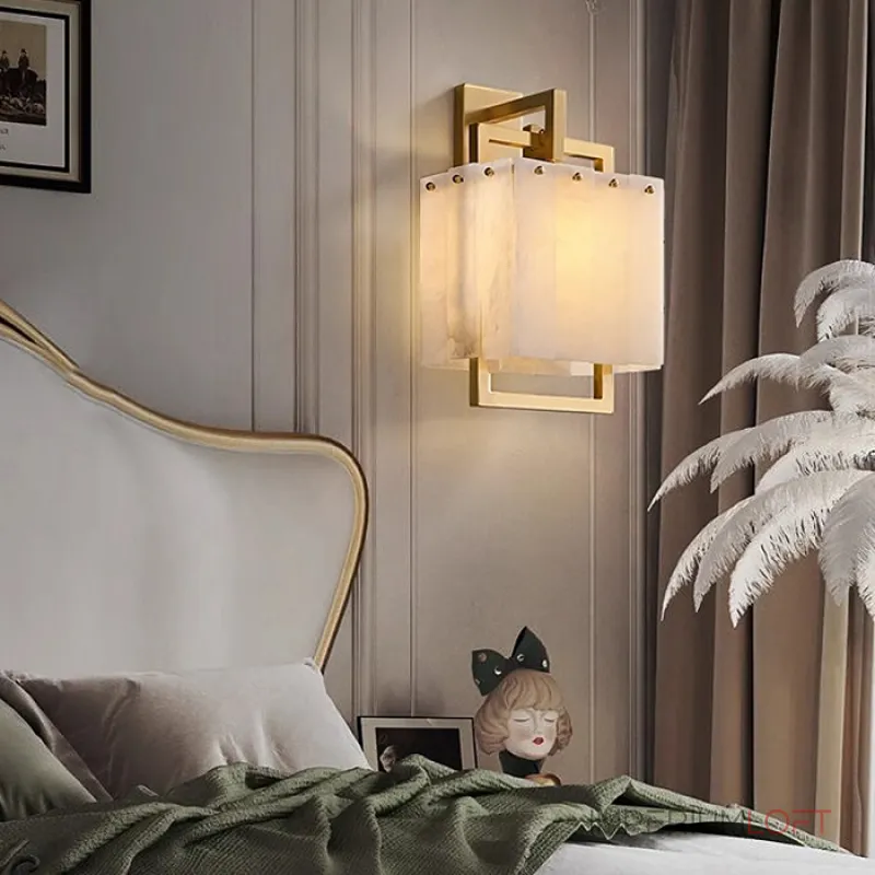 Бра с прямоугольным плафоном из мраморных пластин на кронштейне из латунных рамок ADINA MARBLE WALL от ImperiumLoft Бра с прямоугольным плафоном из мраморных пластин на кронштейне из латунных рамок ADINA MARBLE WALL от ImperiumLoft