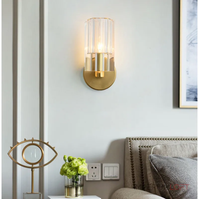 Настенный светильник с цилиндрическими рельефными плафонами из хрусталя VIGO от ImperiumLoft